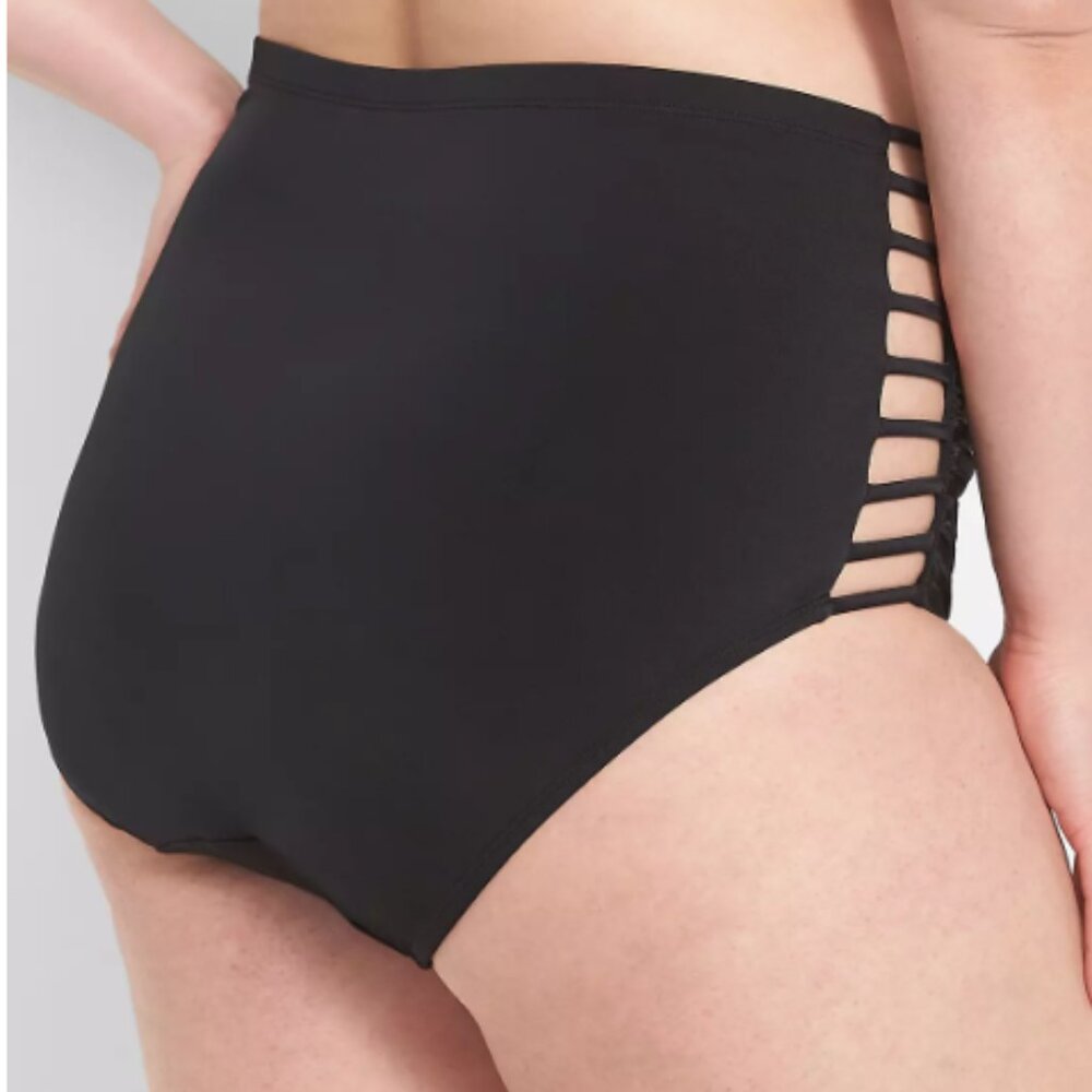 Swim by Cacique Bikini Swim Bottom Brief Strappy Ruched-Side High-Waist Size 34W